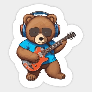 Teddy Bear Play Guitar Sticker